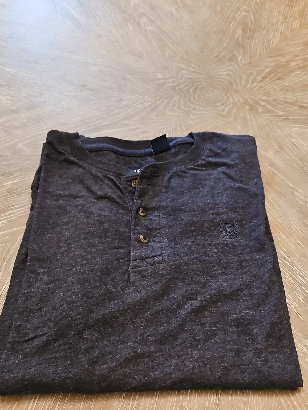 Chaps Dark Gray Henley Shirt with Navy Label